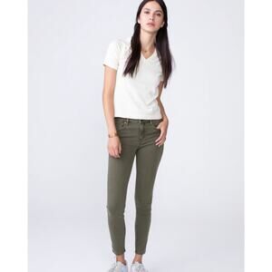 Unpublished Anthropologie Green Midrise Denim Straight Leg Jeans‎ Cuffed Hem 28